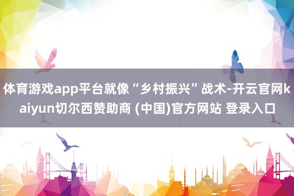 体育游戏app平台就像“乡村振兴”战术-开云官网kaiyun切尔西赞助商 (中国)官方网站 登录入口